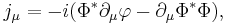 j_\mu=-i(\Phi^*\partial_\mu\varphi-\partial_\mu\Phi^*\Phi), \, 