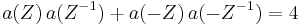 a(Z)\,a(Z^{-1})%2Ba(-Z)\,a(-Z^{-1})=4