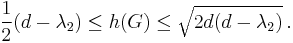 \frac{1}{2}(d - \lambda_2) \le h(G) \le \sqrt{2d(d - \lambda_2)}\,.