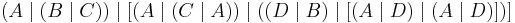 (A\mid(B\mid C))\mid[(A\mid(C\mid A))\mid((D\mid B)\mid[(A\mid D)\mid(A\mid D)])]