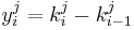 y_i^{j} = k_{i}^j-  k_{i-1}^j