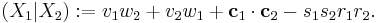 
\left( X_{1}| X_{2} \right)�:=
v_{1} w_{2} %2B v_{2} w_{1} %2B \mathbf{c}_{1} \cdot \mathbf{c}_{2} - s_{1} s_{2} r_{1} r_{2}.
