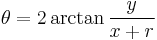 \theta = 2 \arctan \frac{y}{x%2Br}