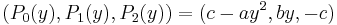 (P_0(y),P_1(y),P_2(y))=(c-ay^2,by,-c)