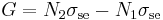 ~  G = N_2\sigma_{\rm se} -N_1\sigma_{\rm se} ~