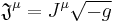 \mathfrak{J}^\mu = J^\mu \sqrt{-g}