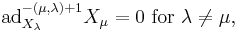 \mathrm{ad}_{X_\lambda}^{-(\mu,\lambda)%2B1}X_\mu = 0\text{ for }\lambda\ne\mu,