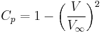 C_p ={1 - \bigg(\frac{V}{V_{\infty}} \bigg)^2}