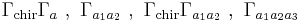  \Gamma_\text{chir} \Gamma_a ~,~ \Gamma_{a_1 a_2} ~,~ \Gamma_\text{chir} \Gamma_{a_1 a_2} ~,~ \Gamma_{a_1 a_2 a_3} 