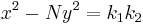  \ x^2-Ny^2=k_1k_2