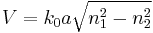 V = k_0  a  \sqrt{n_1^2 - n_2^2}