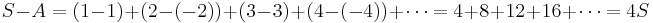 S-A=(1-1)%2B(2-(-2))%2B(3-3)%2B(4-(-4))%2B\cdots=4%2B8%2B12%2B16%2B\cdots=4S