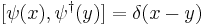  [\psi(x),\psi^\dagger(y)] = \delta(x-y) 