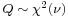 \scriptstyle Q \;\sim\; {\chi}^2(\nu)\,