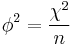 \phi^2 = \frac{\chi^2}{n}