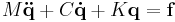 M\mathbf{\ddot{q}}%2BC\mathbf{\dot{q}}%2BK\mathbf q=\mathbf f