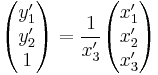  \begin{pmatrix} y'_1 \\ y'_2 \\ 1 \end{pmatrix} = \frac{1}{x'_3} \begin{pmatrix} x'_1 \\ x'_2 \\ x'_{3} \end{pmatrix} 