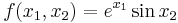 \,\! f(x_1,x_2)=e^{x_1} \sin x_2