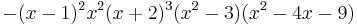 -(x-1)^2 x^2 (x%2B2)^3 (x^2-3) (x^2-4 x-9)