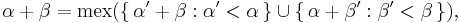 \alpha %2B \beta = \operatorname{mex}(\{\,\alpha' %2B \beta�: \alpha' < \alpha\,\} \cup \{\, \alpha %2B \beta'�: \beta' < \beta \,\}),