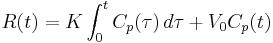 R(t) = K \int_0^t C_p(\tau) \, d\tau %2B V_0  C_p(t)