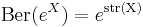 \operatorname{Ber}(e^X) = e^{\operatorname{str(X)}}\,