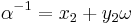 \alpha^{-1} = x_2 %2B y_2 \omega