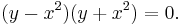 (y-x^2)(y%2Bx^2) = 0.