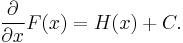  \frac{\partial}{\partial x} F(x) = H(x) %2B C.