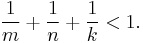 \frac{1}{m}%2B\frac{1}{n}%2B\frac{1}{k}<1.