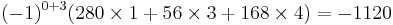 (-1)^{0%2B3}(280\times1%2B56\times3%2B168\times4)=-1120