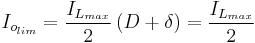 I_{o_{lim}} = \frac{I_{L_{max}}}{2}\left(D %2B \delta\right) = \frac{I_{L_{max}}}{2}