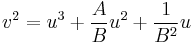 v^2 = u^3 %2B \frac{A}{B}u^2 %2B \frac{1}{B^2}u