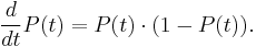 \frac{d}{dt}P(t) = P(t)\cdot(1-P(t)).\,