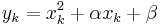 y_k = x_k^2 %2B \alpha x_k %2B \beta \,