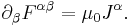 \partial_\beta F^{\alpha \beta} = \mu_0 J^{\alpha}. \!