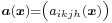 \scriptstyle\boldsymbol{a}(\boldsymbol{x})=\left(a_{ikjh}(\boldsymbol{x})\right)