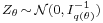 \scriptstyle Z_\theta\,\sim\,\mathcal{N}(0,\,I^{-1}_{q(\theta)})