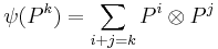 \psi(P^k) = \sum_{i%2Bj=k} P^i \otimes P^j