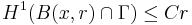 H^{1}(B(x,r)\cap\Gamma)\leq Cr