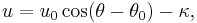 u=u_{0}\cos(\theta-\theta_{0})-\kappa,