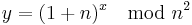 y = (1%2Bn)^x \mod n^2