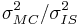 \sigma^2_{MC} / \sigma^2_{IS} \,