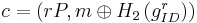 \textstyle c = \left(rP, m \oplus H_2\left(g_{ID}^r\right)\right)