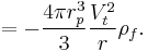  = -\frac{4 \pi r_p^3}{3} \frac{V_t^2}{r}\rho_f .