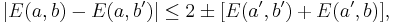 
|E(a, b) - E(a, b^\prime)| \leq 2 \pm [E(a^\prime, b^\prime) %2B E(a^\prime, b)],
