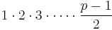 1 \cdot 2 \cdot 3 \cdot \cdots \cdot \frac{p-1}2