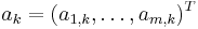 a_k=(a_{1,k},\ldots,a_{m,k})^T