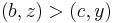 \left(b, z\right)> \left(c, y\right)