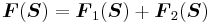 \boldsymbol{F}(\boldsymbol{S}) = \boldsymbol{F}_1(\boldsymbol{S}) %2B \boldsymbol{F}_2(\boldsymbol{S})